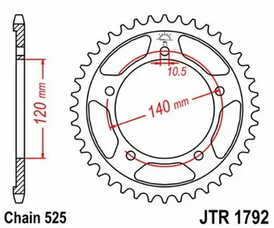 JTR1792.45 tooth 525 Chain Size Suzuki DL 1000 DL 650 Gsxr 600 Gsxr 750 Triumph Daytona 600 650 Bonn...