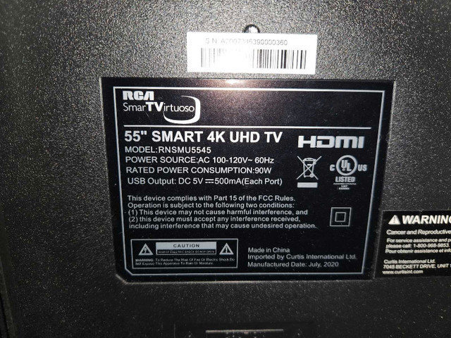 Télévision intelligente 4K, 55 pouces ( négociable) dans Téléviseurs  à Ville de Montréal - Image 2