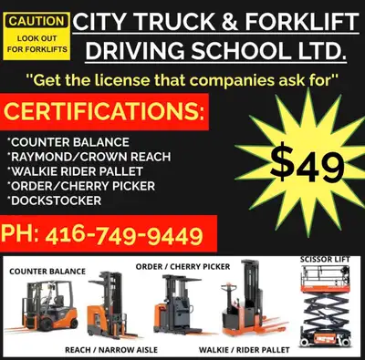 Special Offers On forklift and heavy equipment training, View more