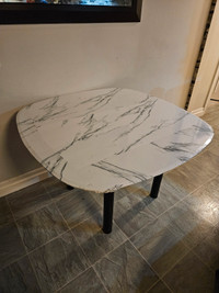 Glass Dining Table w/ Laminate Marble Print