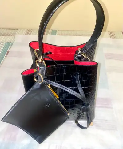 Black bag with wallet, View more