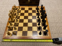 Large 17.5” vintage wooden chess set