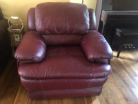Red genuine leather couch, sofa and armchair from The Brick