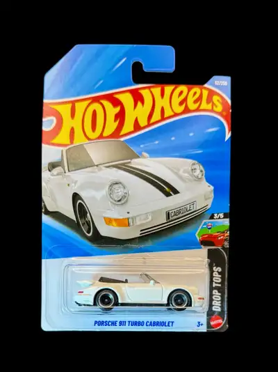 Hotwheels mainline Porsche 911 Turbo cabriolet. White 52/250 overall. 3/5 in drop tops The photograp...