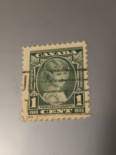 For sale. Vintage Canadian Stamp Princess (Queen) Elizabeth 1935 EX HTF. Please see pictures. Excell...