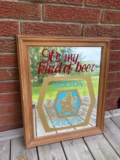 Vintage Molson Golden Mirrored Bar Sign, View more