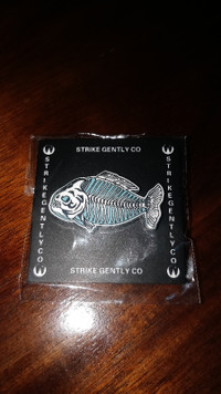 NEW Strike Gently Co Skeleton Piranha Fish Gold Plated Hard Pins