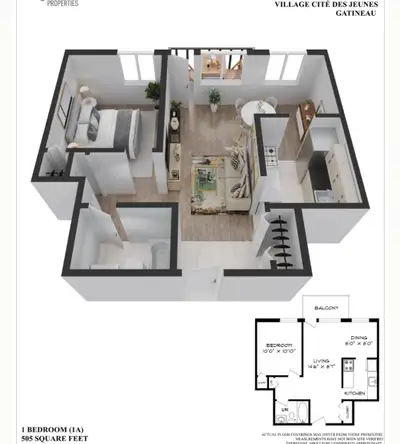 Spacious 3 1/2 appartement for rent in Gatineau Mont Bleu