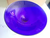 Blue Glass Bowl with Swirl Glass Stem