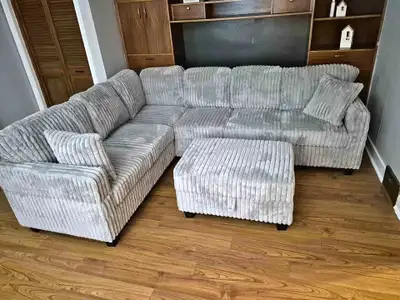 Corduroy Sectional sofa with ottoman , View more