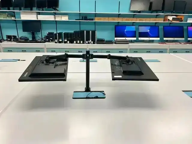 Dual Monitor setup--Desk mount + 2 X Monitors62863282889474121