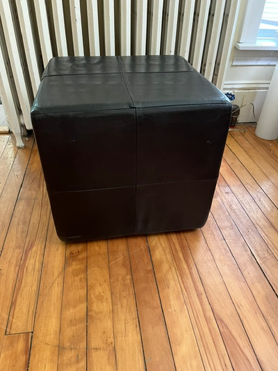 LEATHER CUBE OTTOMAN, FOOTSTOOL, COFFEE TABLE, SOLID SEAT, View more