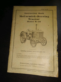 McCormick-Deering W30 Tractor instruction book original manua