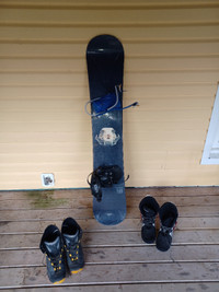 Snowboard with bindings and boots