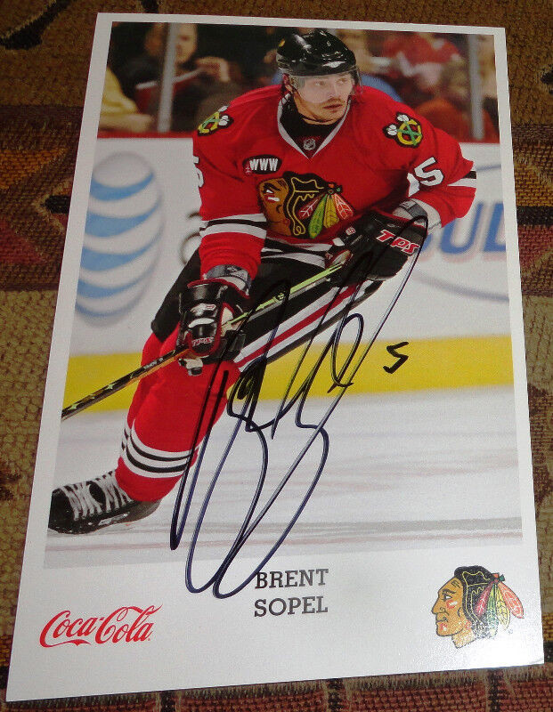 Brent Sopel Chicago Black Hawks Color Photo 3 3/4 " x 6 " in Arts & Collectibles in Kawartha Lakes