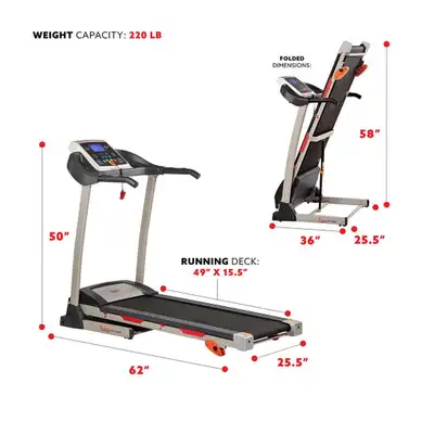 Sunny Health & Fitness Premium Foldable Treadmill for Home with Adjustable Incline, Shock Absorption...