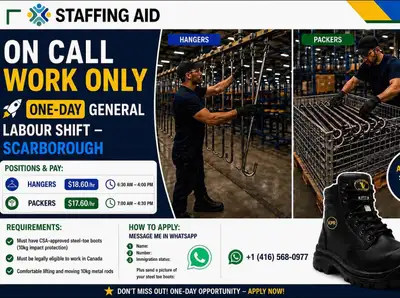 ONE-DAY GENERAL LABOUR JOB – SCARBOROUGH, View more