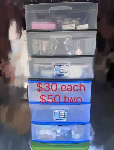 Organize your space with these Sterilite 3-drawer storage carts. These units are in good condition a...