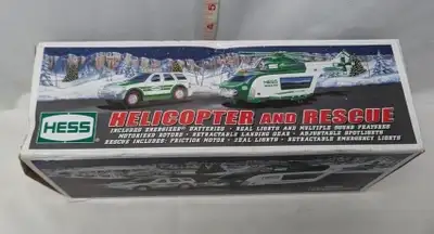 HESS GASOLINE TOY - HELICOPTER AND RESCUE IN ORIGINAL BOX, View more