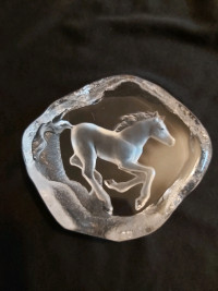  Mats Jonasson Swedish Crystal Running Horse Paperweight #3395