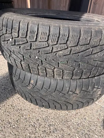 Two 235/65R17 winter tires in okay condition. If the ad is still up, it’s available!