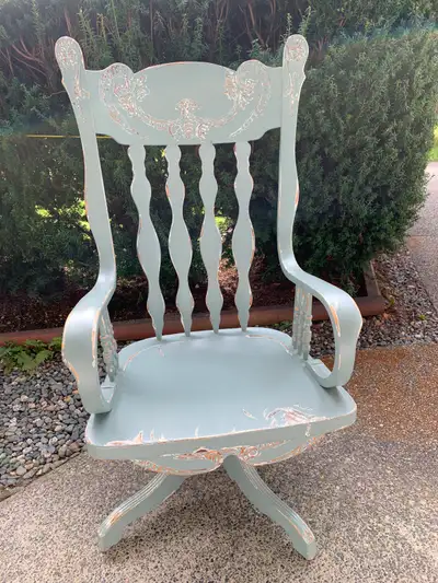 Vintage solid wood swivel high back chair built to last, View more