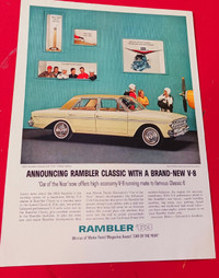 COOL 1963 RAMBLER CLASSIC ORIGINAL CAR AD - AFFICHE RETRO