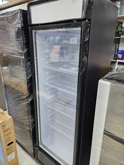 Hamilton Beach, 13.3 Cu. Ft. Commercial Glass Door Display Merchandiser Refrigerator Cooler, ETL, Bl...