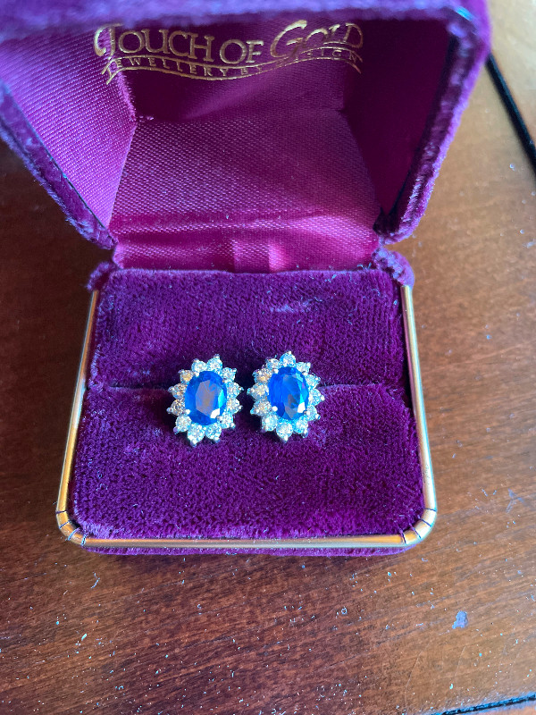 Diamond and sapphire earrings in Jewellery & Watches in City of Halifax - Image 3