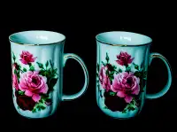 2 Mugs designed by Alison L.  Fine Porcelain