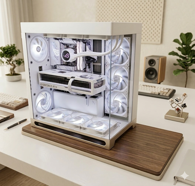 The ultimate gaming PC, custom built in a beautiful white style! AMD Ryzen 9 9950X3D 4.3 GHz 16-Core...