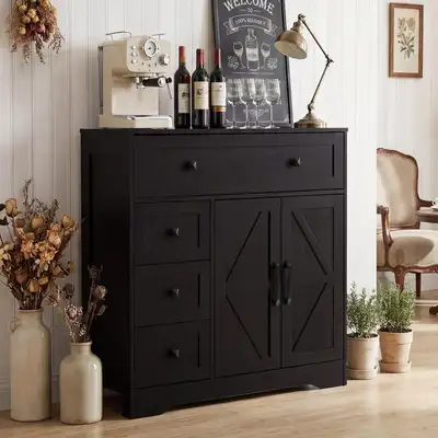 BRAND NEW Dark Brown Sideboard Buffet Storage Cabinet Farmhouse, View more