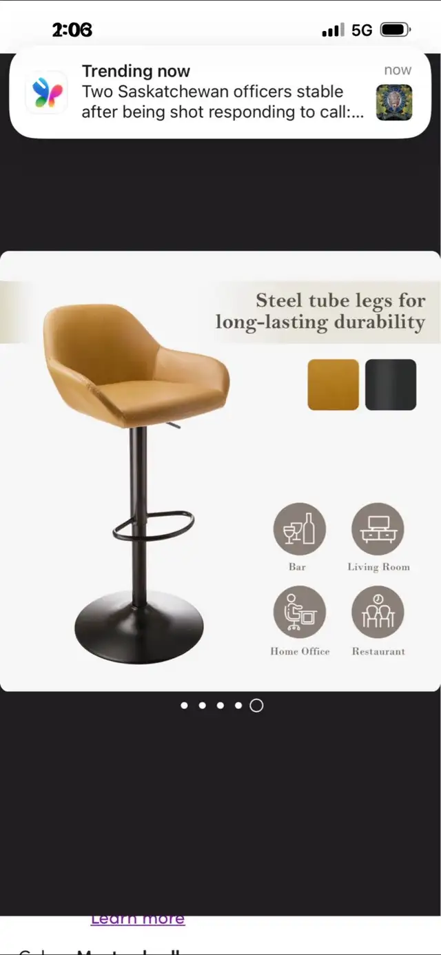 New Set of 2 Adjustable Swivel Bar Stools $75 Each in Chairs & Recliners in Mississauga / Peel Region - Image 5