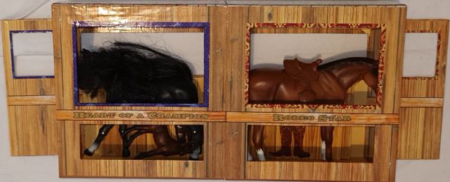 3 Toy Horses in Folding Stable with 2 Hard Cover Books in Toys & Games in London - Image 2