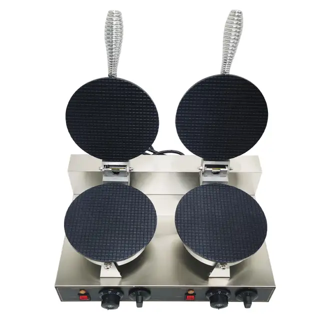 110V Double Station Ice Cream Cone Waffle Maker Machine 02270864661853617667123