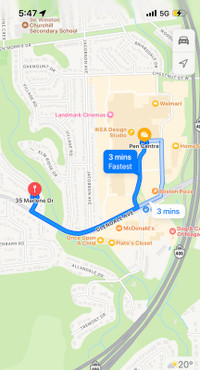 3 min to Pen/ 5 min to Brock student home