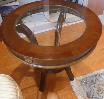 Foyer/ conversation table with glass inlay , View more