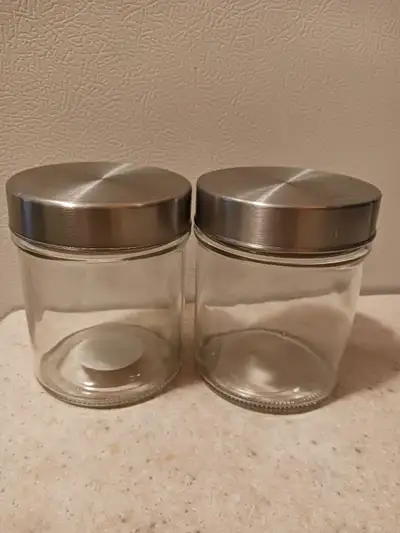 2 QUALITY THICK GLASS JARS-NEW!, View more