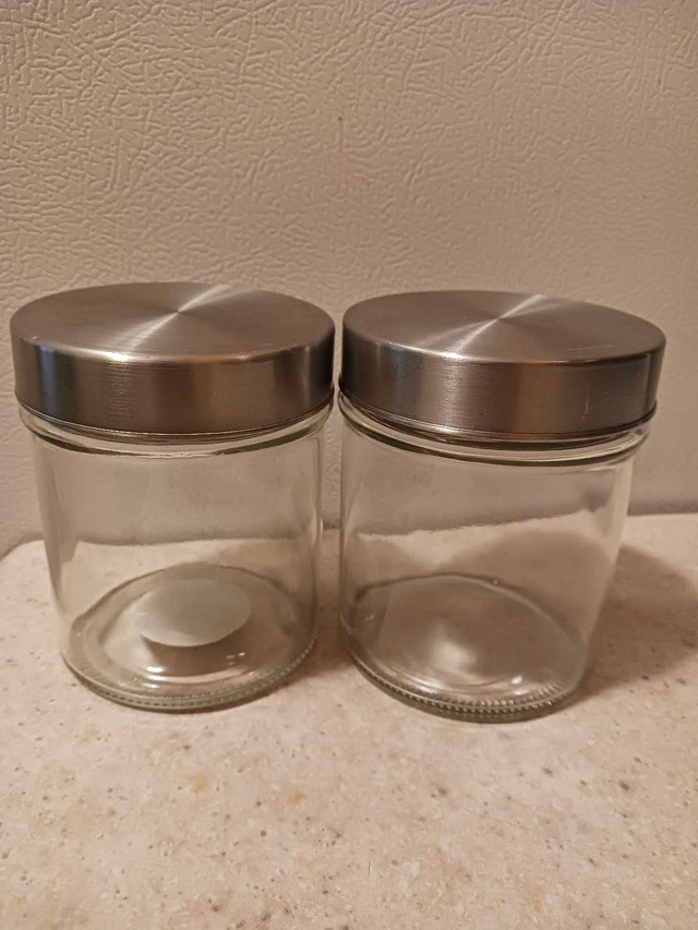 2 QUALITY THICK GLASS JARS-NEW! in Kitchen & Dining Wares in North Bay
