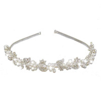 Bridal Wedding Rhinestones Pearls Silver Head band Hairband -New