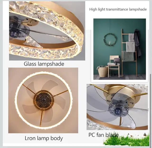 Pendant Lamps for Bedroom 30W LED Ceiling Fan Light Crystal in Indoor Lighting & Fans in Kitchener / Waterloo - Image 7