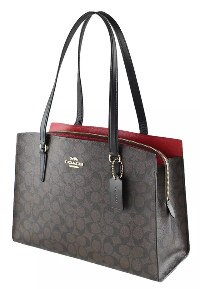 COACH TATUM CARRYALL IN SIGNATURE TOWN TOTE IN BROWN BLACK NWT in Women's - Bags & Wallets in Gatineau - Image 3