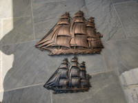 Vintage Syroco Tall Ship Plaques