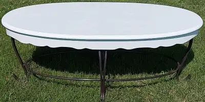 * THIS SOLID CENTER TABLE WILL LOOK STUNNING WITH VIRTUALLY ANY DÉCOR * BASE is solid wrought iron T...