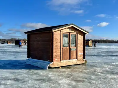  Sleep on the Ice.Overnight Ice Fishing Cabin is available NOW, View more