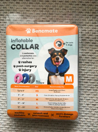 Brand New BENCMATE protective inflatable dog collar Medium,Grey