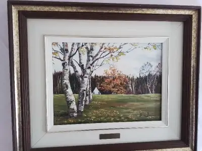 Tableau / toile à l'huile, unique, réalisé par Tonie Denis, représentant un paysage de la Côte nord...
