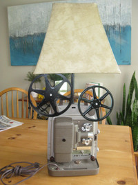 2 - ANTIQUE 8mm MOVIE PROJECTOR REPURPOSED INTO A TABLE LAMPS