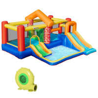 4 in 1 Kids Bounce House Castle-themed Extra Large Double Slides