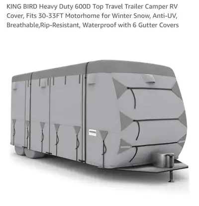 Protect your investment with this King Bird heavy-duty 600D top travel trailer camper RV cover, desi...